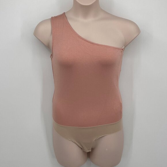 L’AGENCE Dina One Shoulder Bodysuit Size M Rusting Brown Basic Stretch - Picture 1 of 8